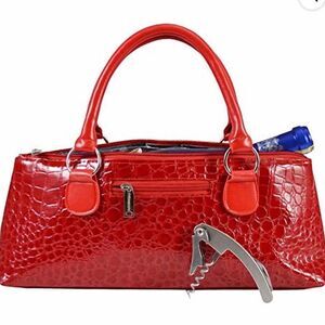 Primeware red croc wine bag-cooler with corkscrew opener. 
EUC